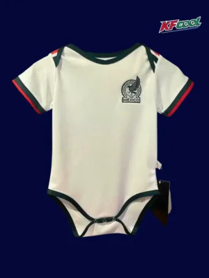 Mexico away white babysuit 26/27 front — infant alternate kit