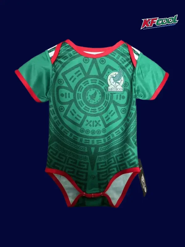 Mexico home green babysuit 26/27 front — infant crawl suit, soft fabric