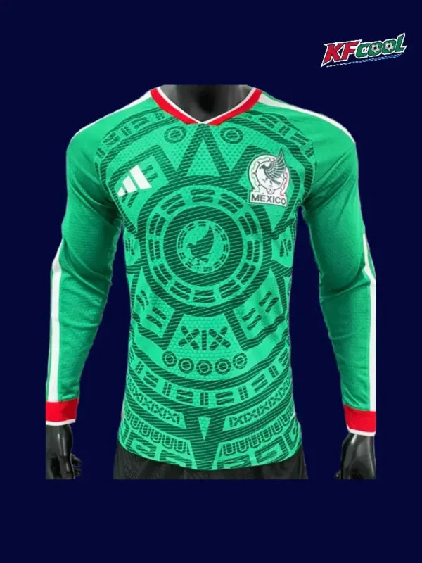 Mexico Home Green LS Jersey 2627 Player Version1 - kfcool.com Mexico home green LS jersey 26/27 player front — long sleeve, performance fit