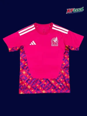 Mexico pink red goalkeeper jersey 26/27 fans front, padded elbows