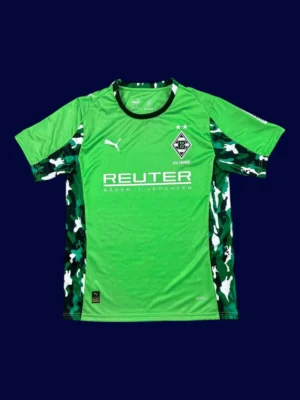 Mönchengladbach Away Jersey 25/26 Fans Version front with black-and-white away design and crest.