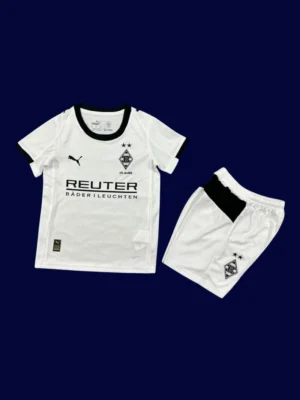 Mönchengladbach Home Kids Kits 25/26 front with mini crest and youth-friendly fit.