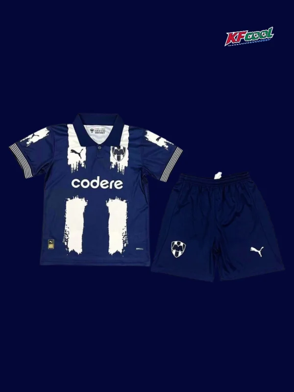 Monterrey World Cup home kids kits 25/26 front navy white stripes