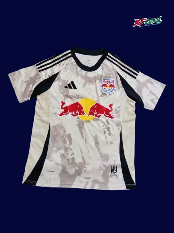New York Red Bull away jersey 25/26 fans version front white red blue design
