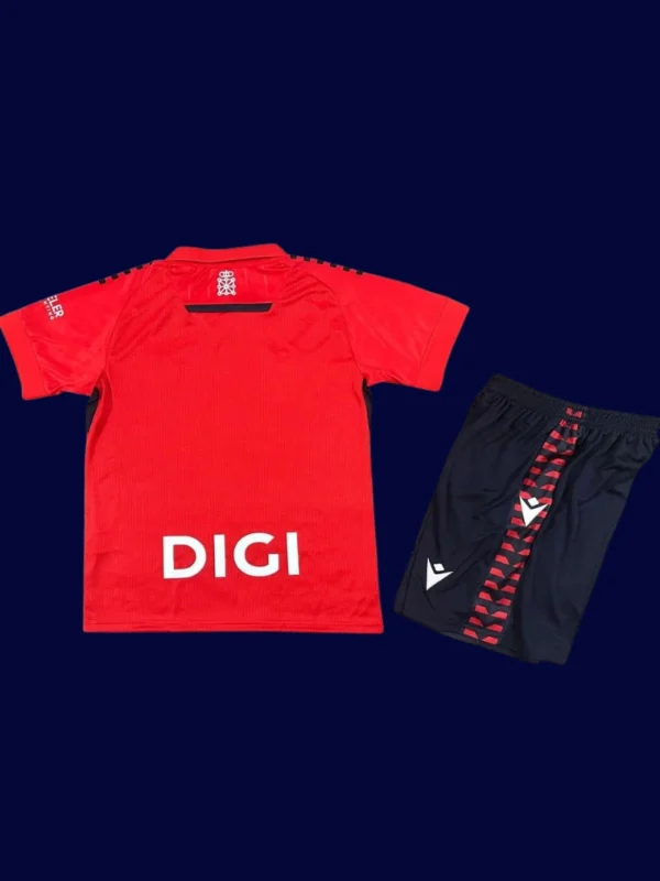 Osasuna Home Jersey Kids kits 2526B - KFCool – Football Jerseys & Soccer Kits Store Osasuna Home Kids Kits 25/26 back with printed number panel for kids.