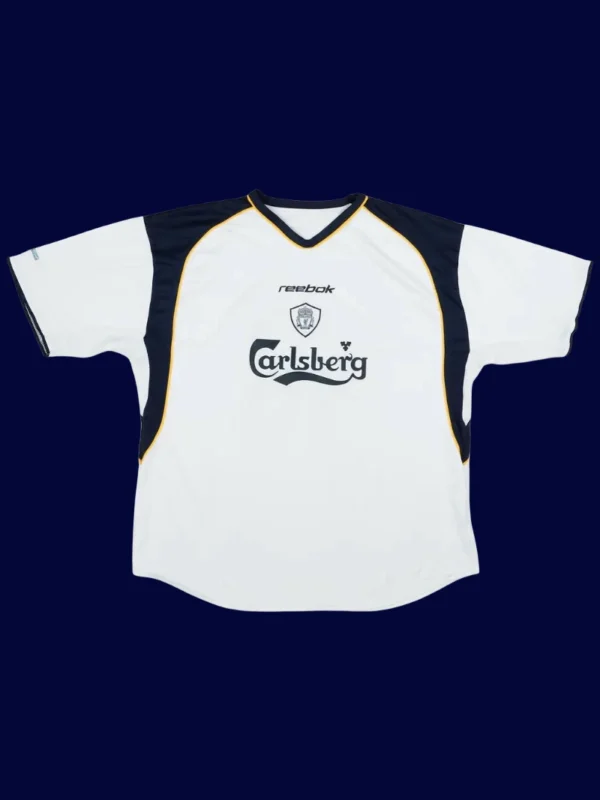Owen 10 Liverpool Away White Retro Shirt 0103A - KFCool – Football Jerseys & Soccer Kits Store Owen Liverpool away white retro shirt front 01/03, high-quality breathable fan gear.