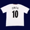 Owen Liverpool away white retro shirt back 03/04 with #10, high-quality breathable design.