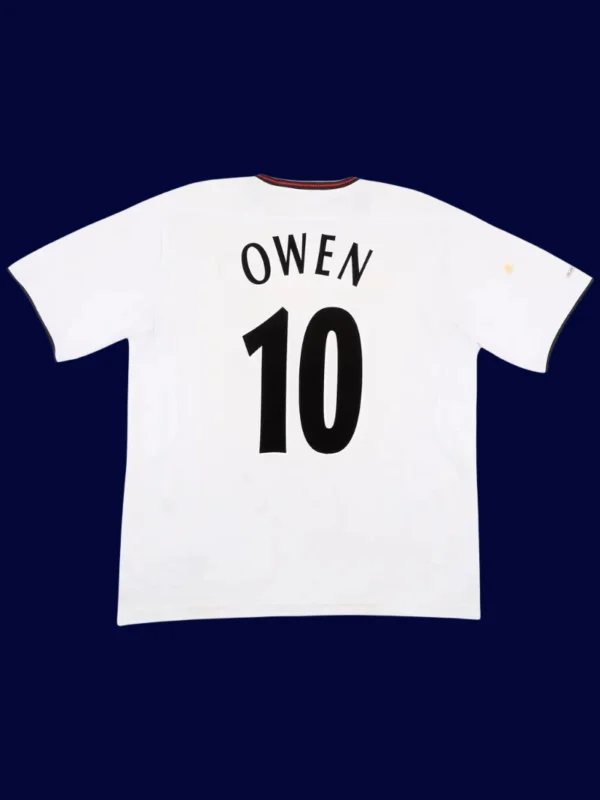 Owen Liverpool away white retro shirt back 03/04 with #10, high-quality breathable design.