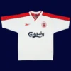 Owen Liverpool away white retro shirt front 98/99, high-quality breathable fan gear.
