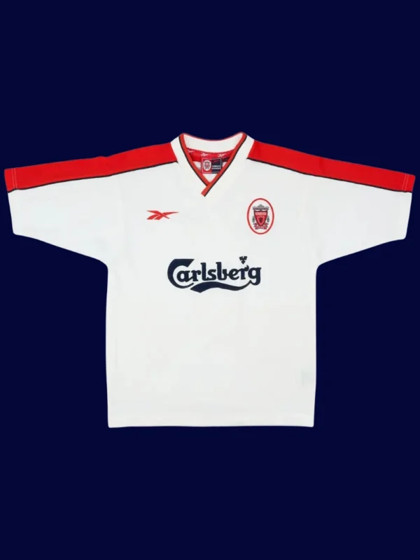 Owen Liverpool away white retro shirt front 98/99, high-quality breathable fan gear.