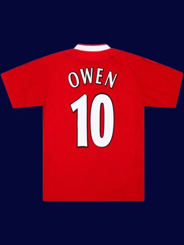 Owen Liverpool home red retro shirt back 02/04 with #10, high-quality breathable design.