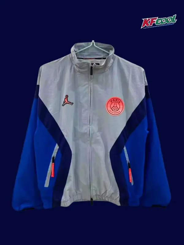 PSG Jordan gray windbreaker 25/26 fans version front view