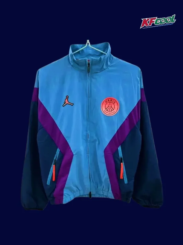 PSG Jordan Light blue Windbreaker 2526A - kfcool.com PSG Jordan light blue windbreaker 25/26 front view