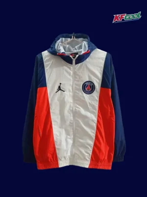 PSG Jordan White orange Windbreaker 2526A PSG Jordan white orange windbreaker 25/26 front view