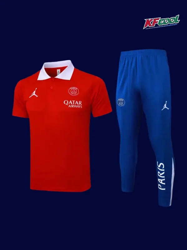 PSG Red Polo Tracksuit 2526 Fans Version1 - kfcool.com PSG red polo tracksuit 25/26 fans version front view