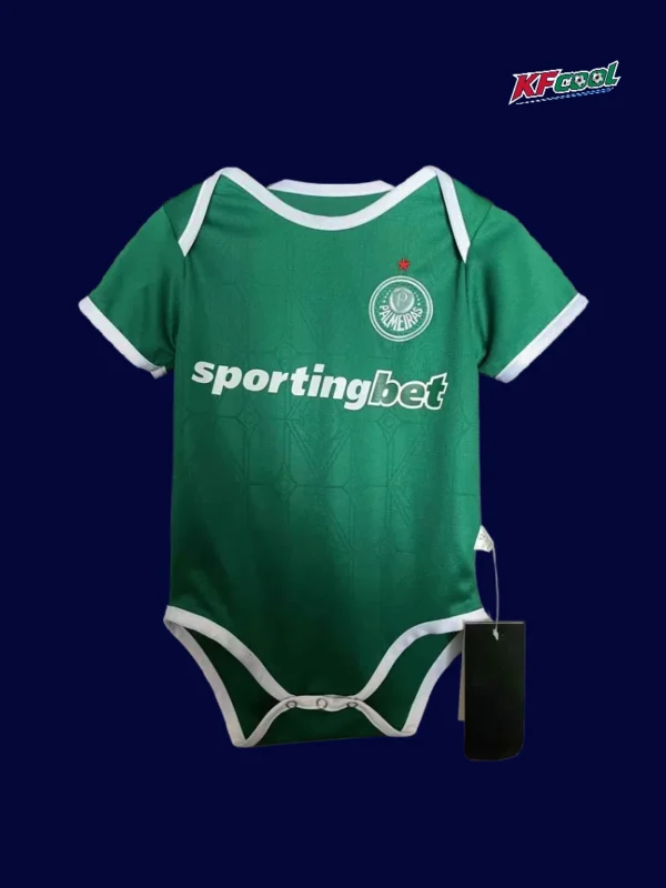 Palmeiras Home Babysuit kits 2526A - kfcool.com Palmeiras home babysuit kits 25/26 front green white design