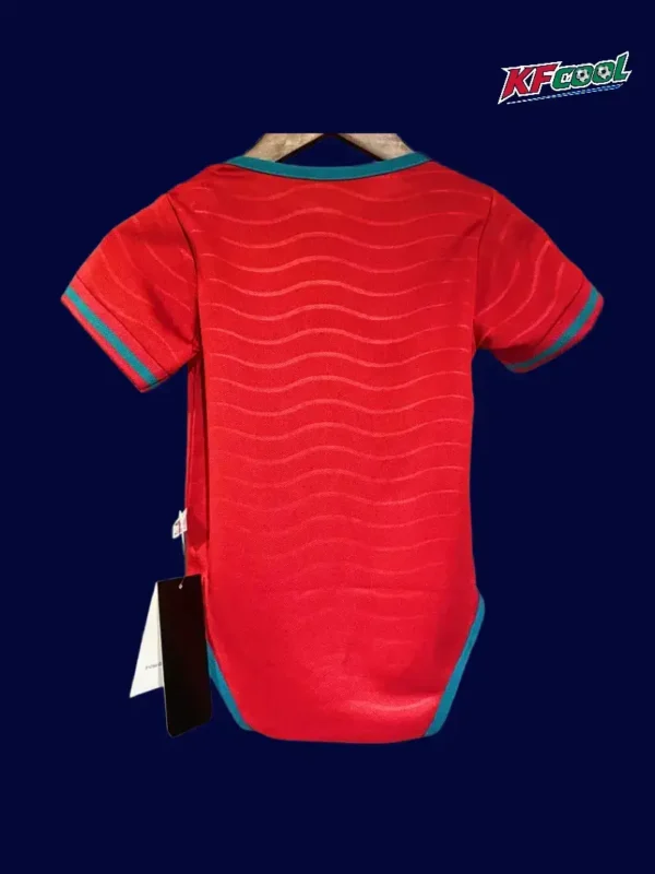 Portugal home red babysuit 26/27 back snaps detail