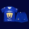 Pumas UNAM away blue kids kits 25/26 front blue white design