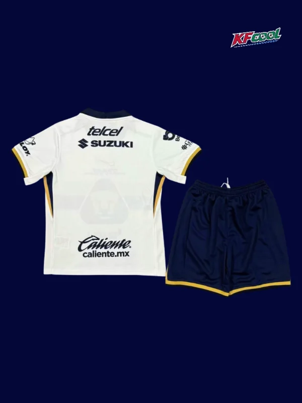 Pumas UNAM Home Kids kits 2526B - kfcool.com Pumas UNAM home white kids kits 25/26 back view