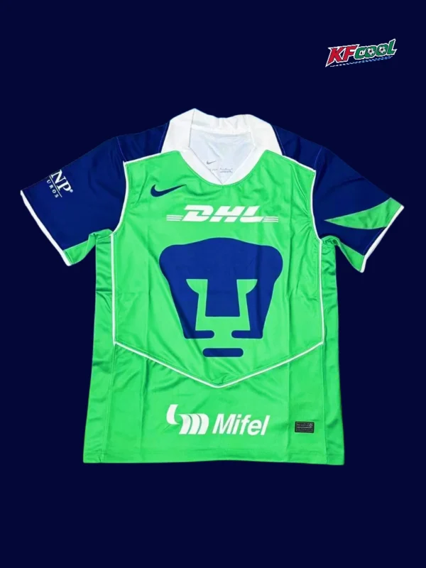 Pumas UNAM third jersey 25/26 fans version front gold navy stripes