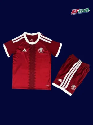 Qatar Home Red Kids kits 26/27 Fans Version