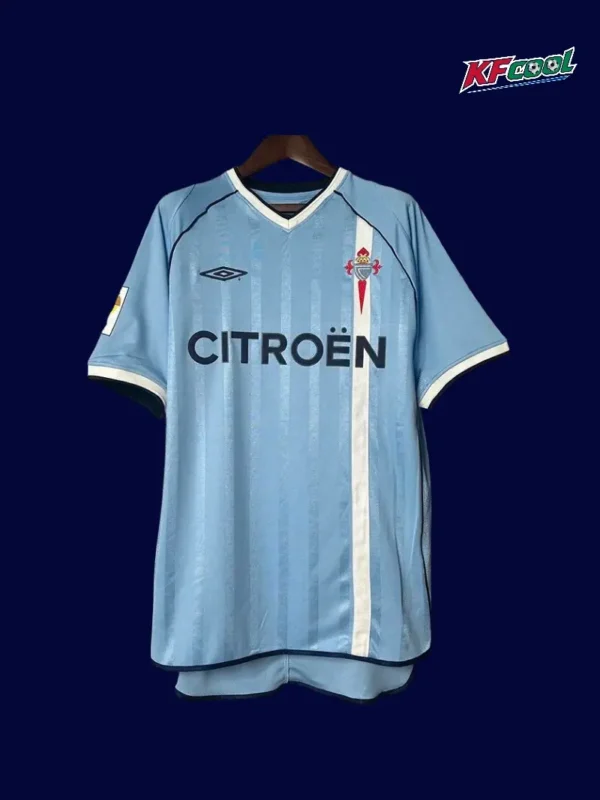 RC Celta Home Classic Retro Jersey 200102A - KFCool – Football Jerseys & Soccer Kits Store RC Celta 2001 02 home classic retro jersey front with sky blue design and crest