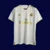 Real Madrid Home White Retro Jersey 1920A - kfcool.com front view of white home retro football jersey (19/20) with classic collar and subtle detailing.