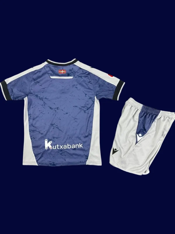 Real Sociedad Away Kids Kits 25/26 back showing number panel for kids.