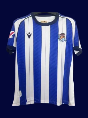 Real Sociedad Home Jersey 25/26 Fans Version front view with club crest and classic home design.