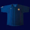 Ronaldinho Barcelona away blue retro jersey front 04/05, high-quality breathable fan gear.