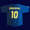 Ronaldinho Barcelona away blue retro jersey back 04/05 with #10, high-quality breathable design.