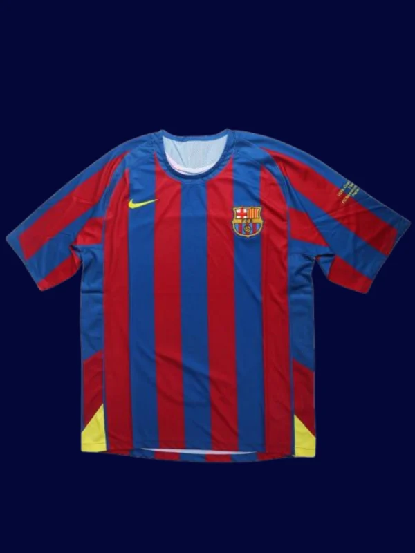 Ronaldinho Barcelona UCL final home retro jersey front 05/06, high-quality breathable fan gear.