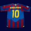 Ronaldinho Barcelona UCL final home retro jersey back 05/06 with #10, high-quality breathable design.