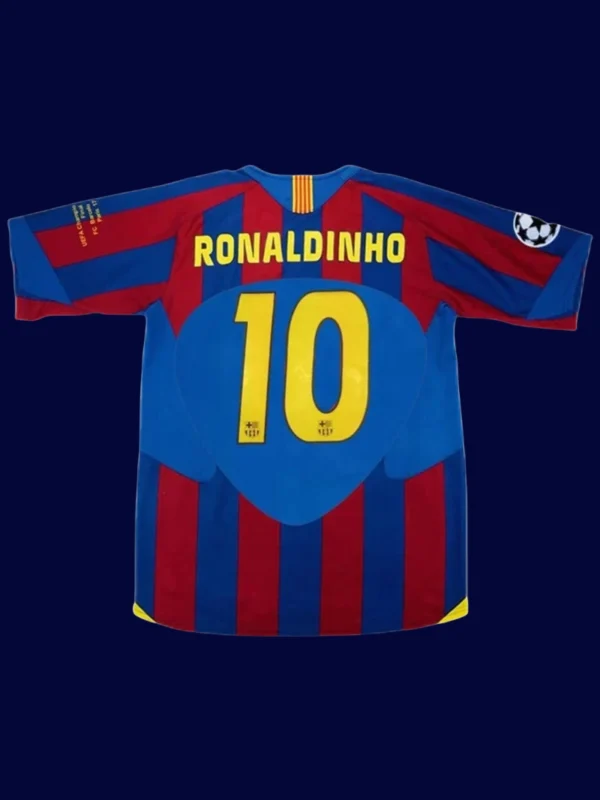 Ronaldinho Barcelona UCL final home retro jersey back 05/06 with #10, high-quality breathable design.