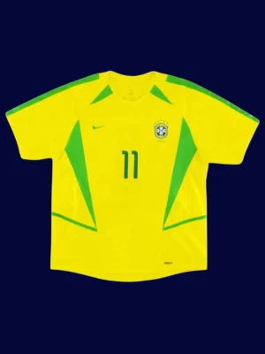 Ronaldinho #11 Brazil Home Retro Jersey World Cup 2002