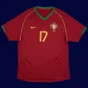 Ronaldo home retro red jersey front, premium breathable design.