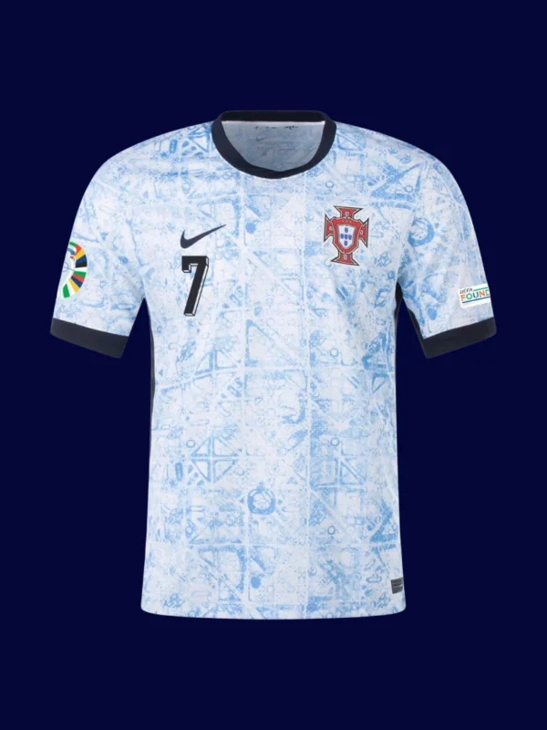 Ronaldo away jersey front, premium breathable design for fans.