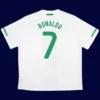 Portugal away white retro jersey back with #7, Ronaldo legend style, lightweight breathable design.