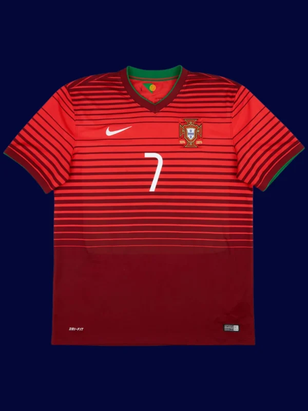 Ronaldo 7 Portugal Home Red Retro Jersey 2014A - kfcool.com Portugal home red retro jersey front, Ronaldo classic breathable performance shirt with #7.