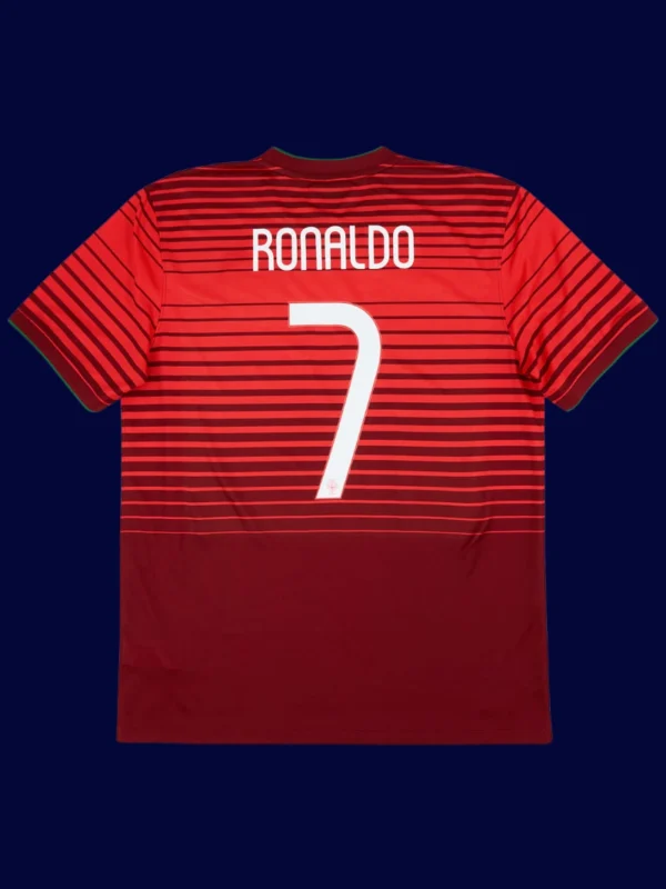 Ronaldo 7 Portugal Home Red Retro Jersey 2014B - kfcool.com Portugal home red retro jersey back with #7, Ronaldo iconic design, lightweight breathable.