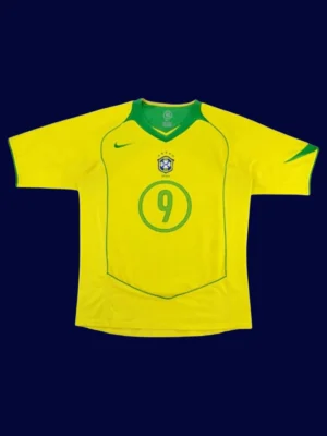 Ronaldo #9 Brazil Home Yellow Retro Jersey 2004