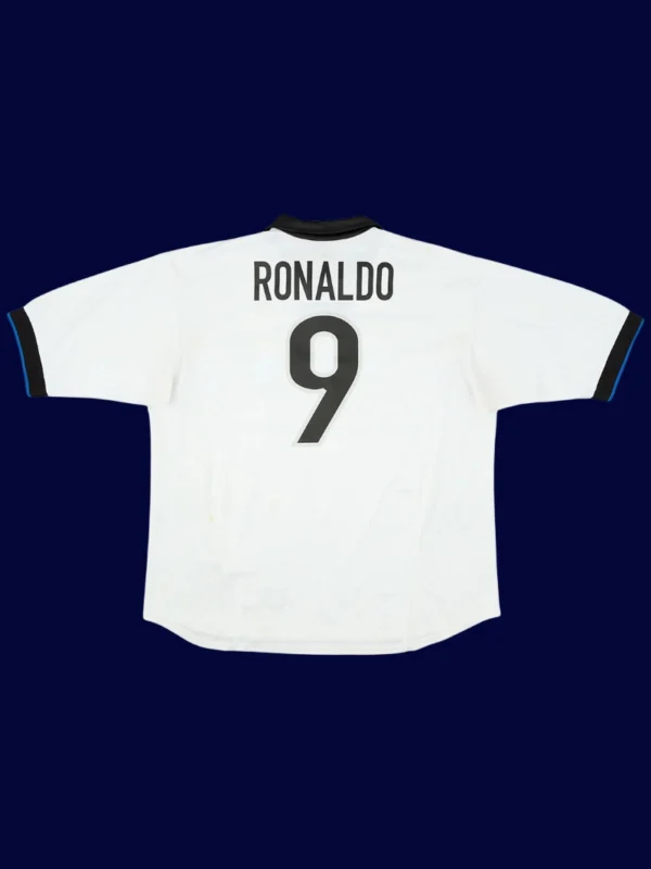 Ronaldo Inter Milan away retro jersey back 98/99 with #9, high-quality breathable design.