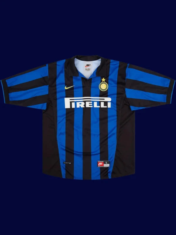 Ronaldo 9 Inter Milan Home Retro Jersey 9899A - KFCool – Football Jerseys & Soccer Kits Store Ronaldo Inter Milan home retro jersey front 98/99, high-quality breathable fan gear.