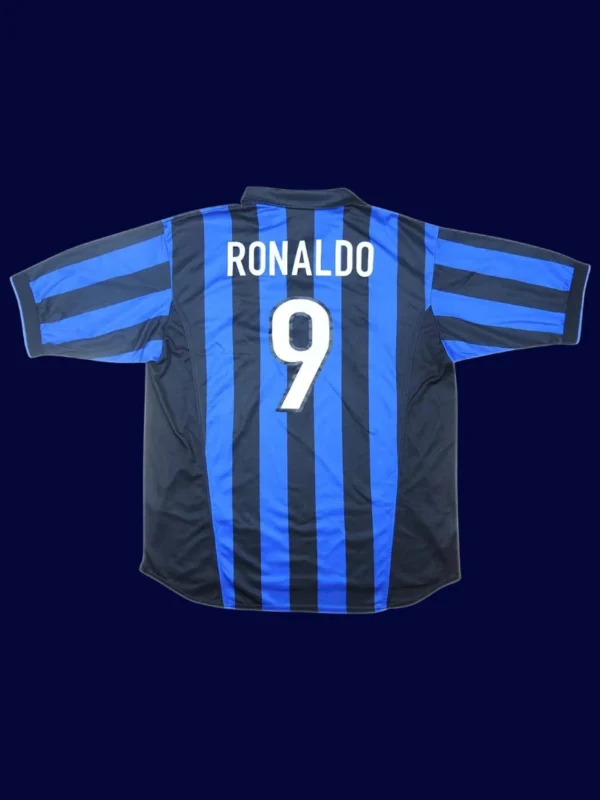 Ronaldo 9 Inter Milan Home Retro Jersey 9899B - KFCool – Football Jerseys & Soccer Kits Store Ronaldo Inter Milan home retro jersey back 98/99 with #9, high-quality breathable design.