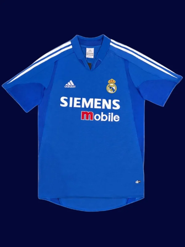 Ronaldo 9 Real Madrid Third Blue Retro Jersey 0405A - KFCool – Football Jerseys & Soccer Kits Store Ronaldo Real Madrid third blue retro jersey front 04/05, high-quality breathable fan gear.