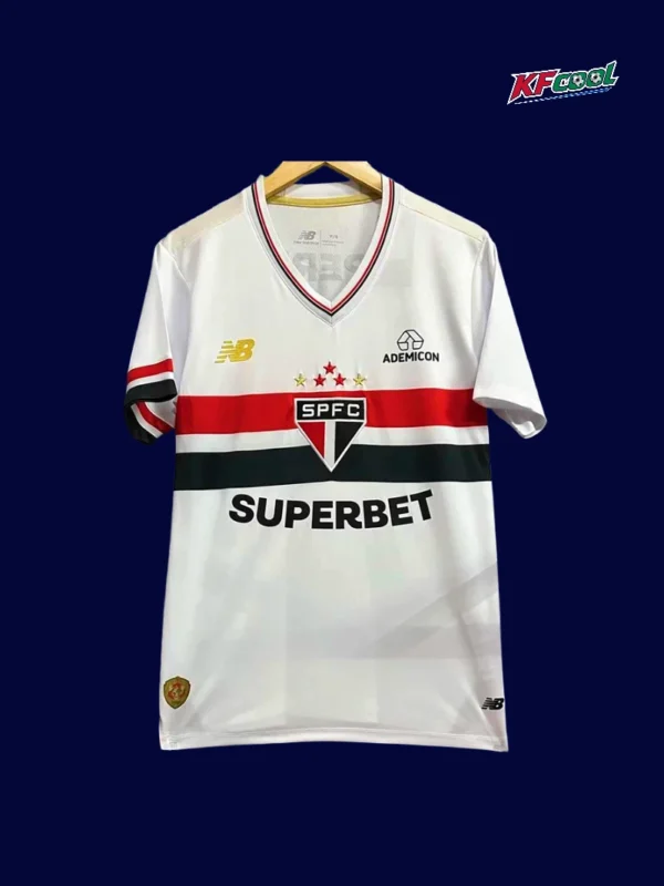 Sao Paulo Home Jersey 2526 Fans Version1 - KFCool – Football Jerseys & Soccer Kits Store Sao Paulo home jersey 25/26 fans version front white red black stripes