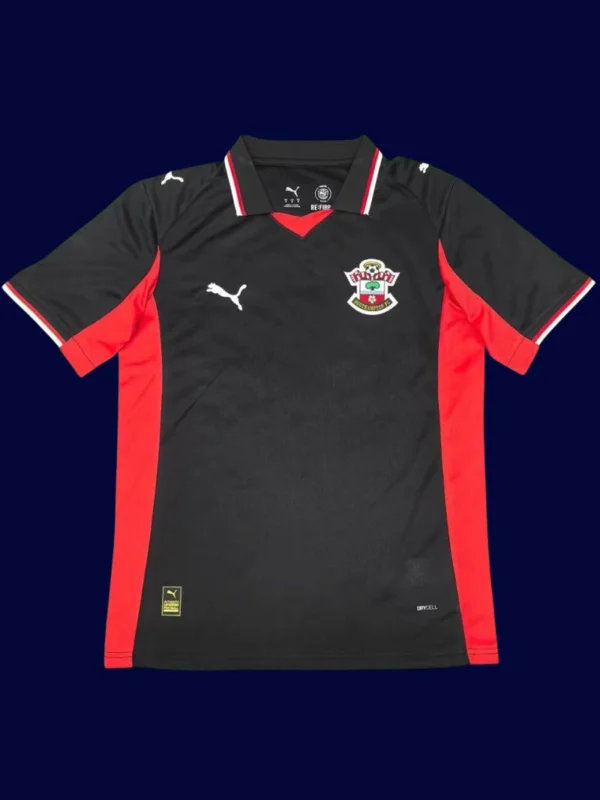 Southampton Away Black Jersey 25/26 Fans Version front with away black colorway and badge.