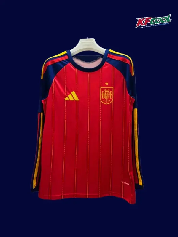 Spain Home Red Long Sleeve Jersey 2627 Fans Version1 - kfcool.com Spain home red long sleeve fans jersey 26/27 front, fan edition