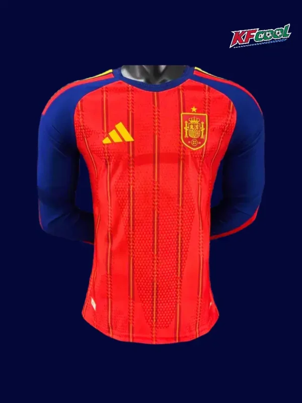 Spain Home Red Long Sleeve Jersey 2627 Player Version1 - kfcool.com Spain home red long sleeve player jersey 26/27 front, pro fit