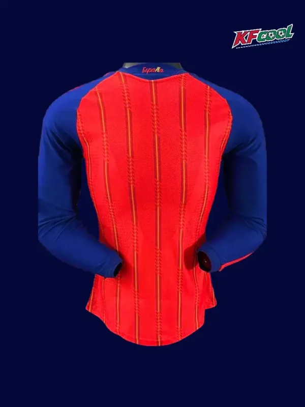 Spain Home Red Long Sleeve Jersey 2627 Player Version2 - kfcool.com Spain home red long sleeve player jersey 26/27 back view